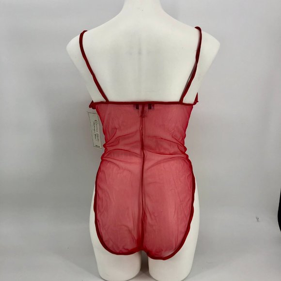 Sexy Red Lacy High Cut Lingerie Bodysuit Medium - Picture 6 of 8